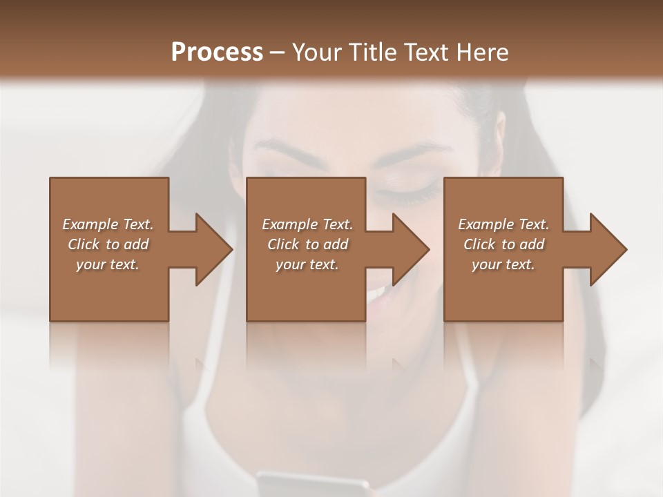 A Woman Laying In Bed Looking At Her Cell Phone PowerPoint Template