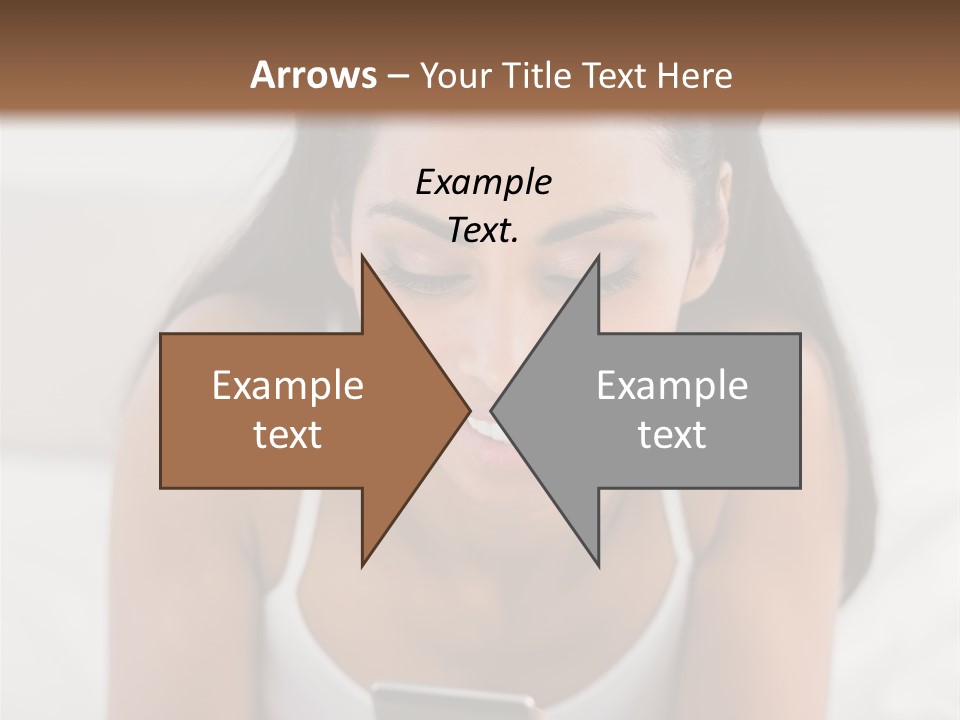 A Woman Laying In Bed Looking At Her Cell Phone PowerPoint Template