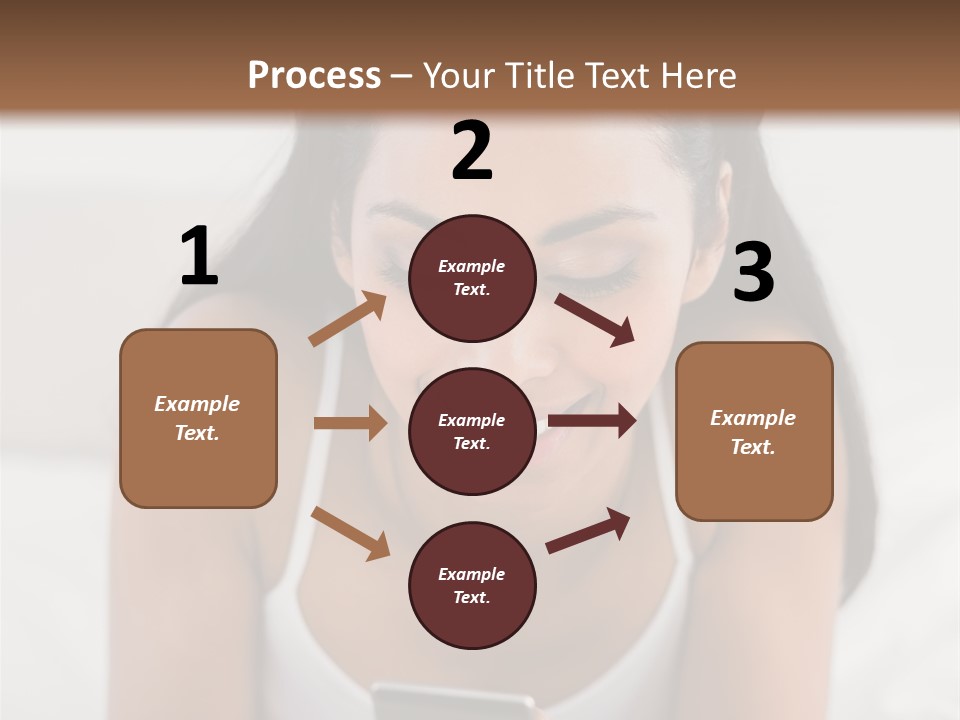 A Woman Laying In Bed Looking At Her Cell Phone PowerPoint Template