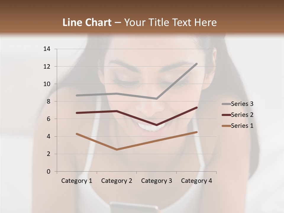 A Woman Laying In Bed Looking At Her Cell Phone PowerPoint Template