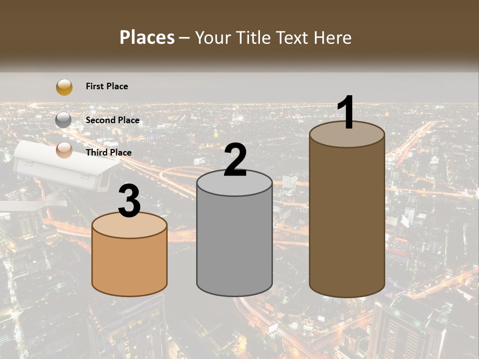 An Aerial View Of A City At Night PowerPoint Template