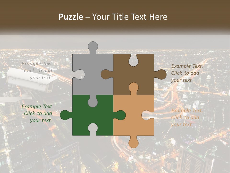 An Aerial View Of A City At Night PowerPoint Template