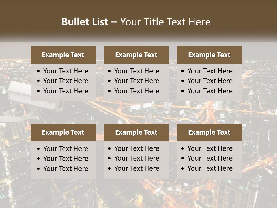 An Aerial View Of A City At Night PowerPoint Template