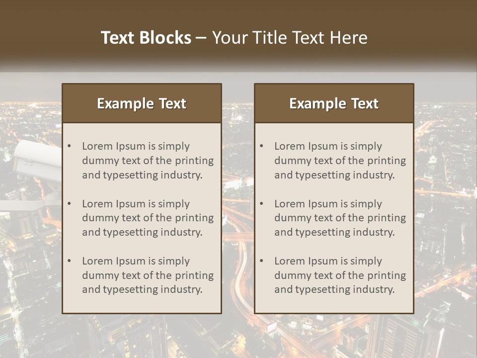 An Aerial View Of A City At Night PowerPoint Template