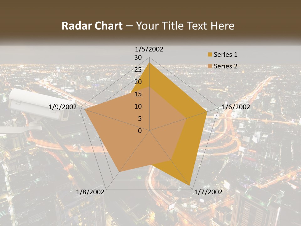 An Aerial View Of A City At Night PowerPoint Template