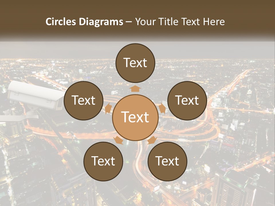 An Aerial View Of A City At Night PowerPoint Template