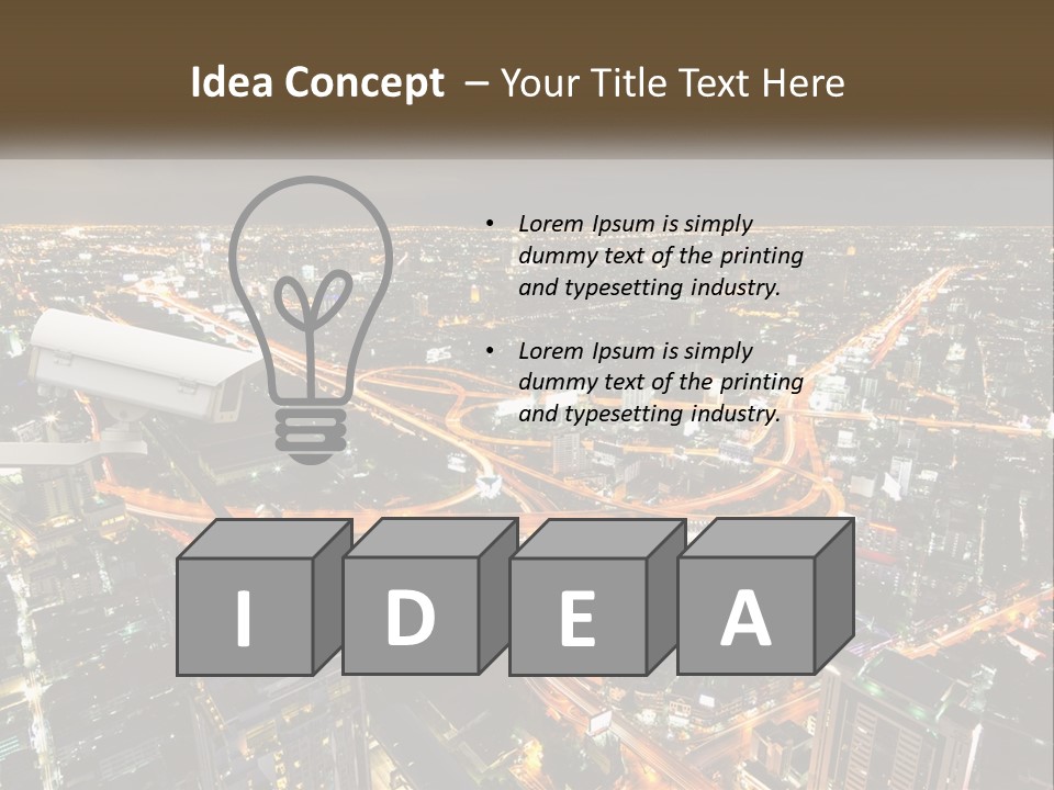 An Aerial View Of A City At Night PowerPoint Template