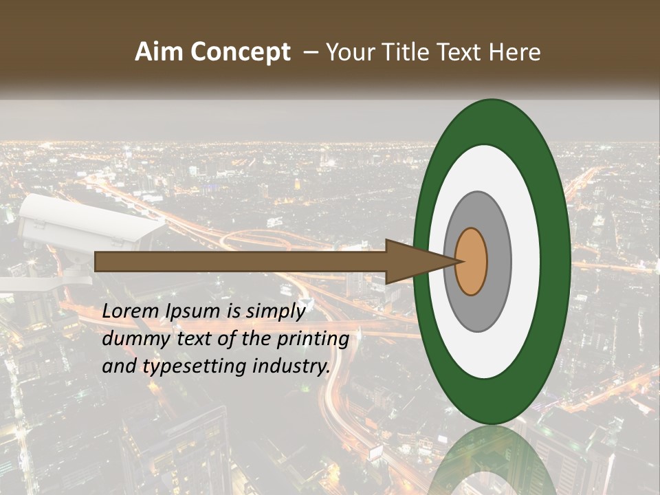 An Aerial View Of A City At Night PowerPoint Template