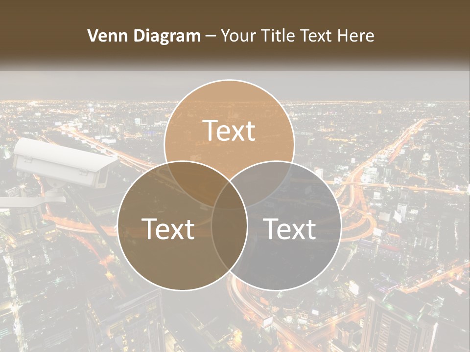 An Aerial View Of A City At Night PowerPoint Template