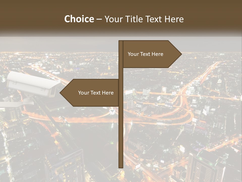 An Aerial View Of A City At Night PowerPoint Template