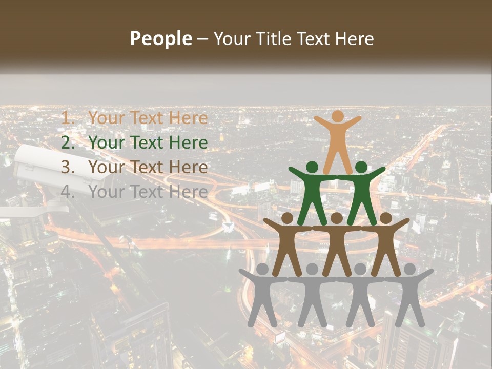 An Aerial View Of A City At Night PowerPoint Template