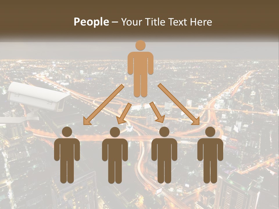 An Aerial View Of A City At Night PowerPoint Template