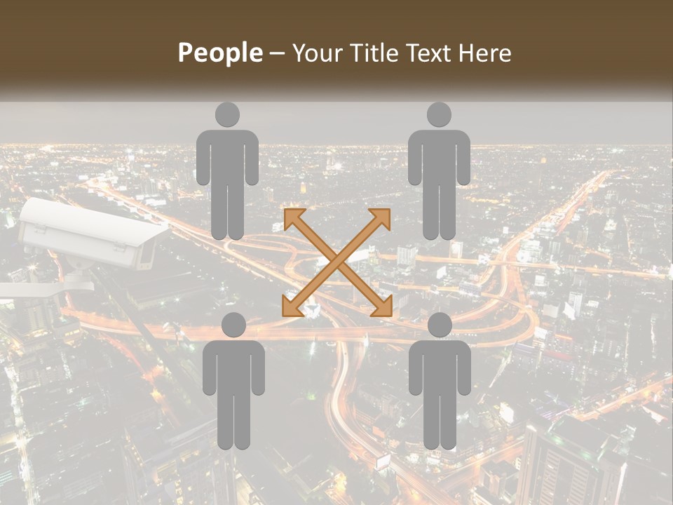 An Aerial View Of A City At Night PowerPoint Template