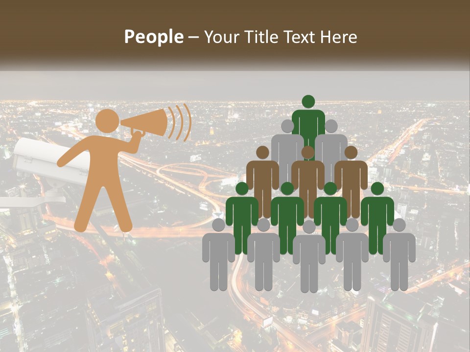 An Aerial View Of A City At Night PowerPoint Template