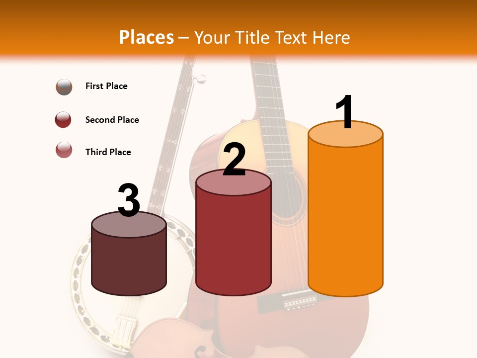 A Guitar And A Mandolin On A White And Orange Background PowerPoint Template