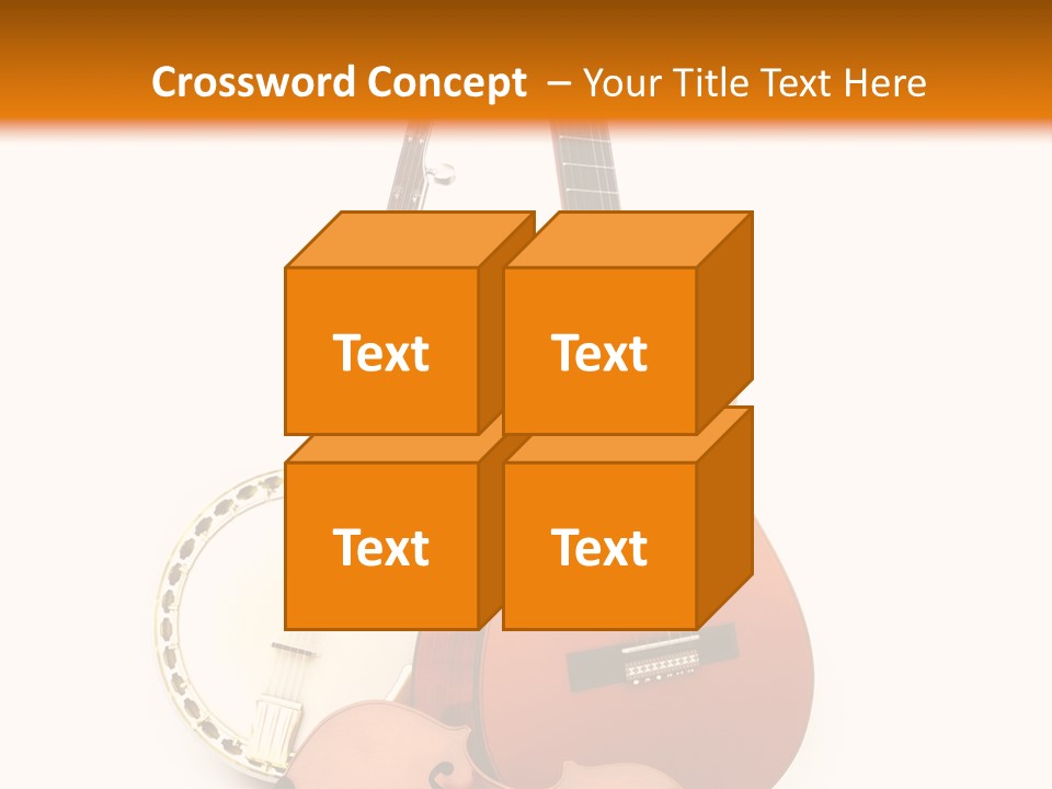 A Guitar And A Mandolin On A White And Orange Background PowerPoint Template
