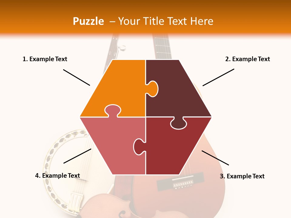 A Guitar And A Mandolin On A White And Orange Background PowerPoint Template