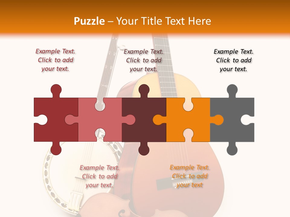 A Guitar And A Mandolin On A White And Orange Background PowerPoint Template