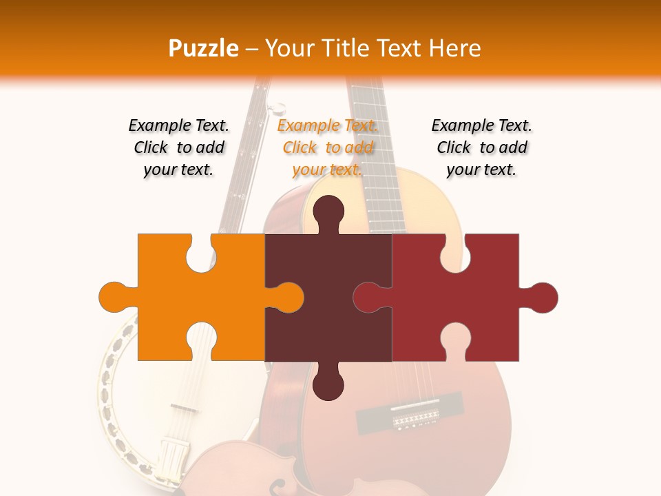 A Guitar And A Mandolin On A White And Orange Background PowerPoint Template