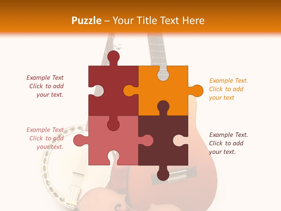 A Guitar And A Mandolin On A White And Orange Background PowerPoint Template