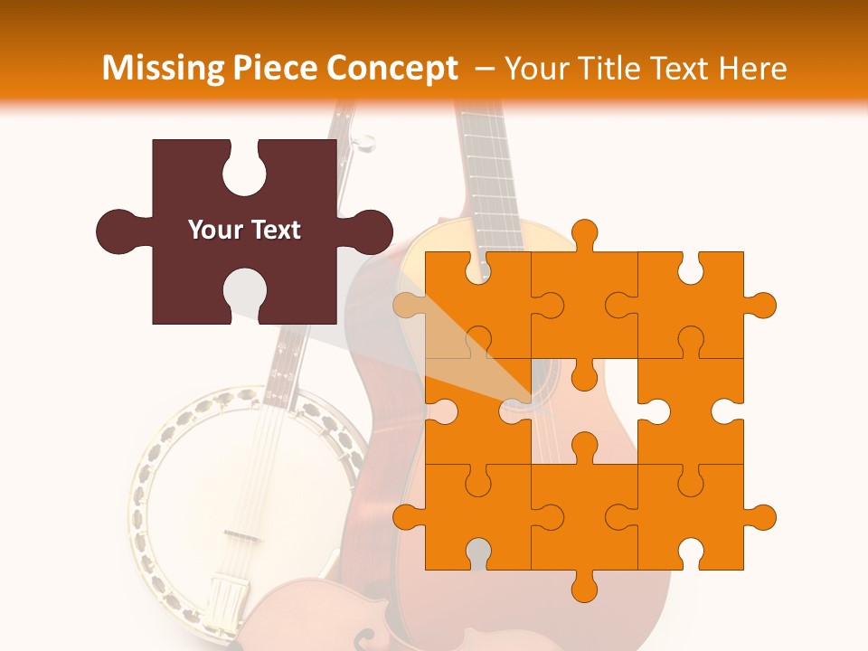 A Guitar And A Mandolin On A White And Orange Background PowerPoint Template