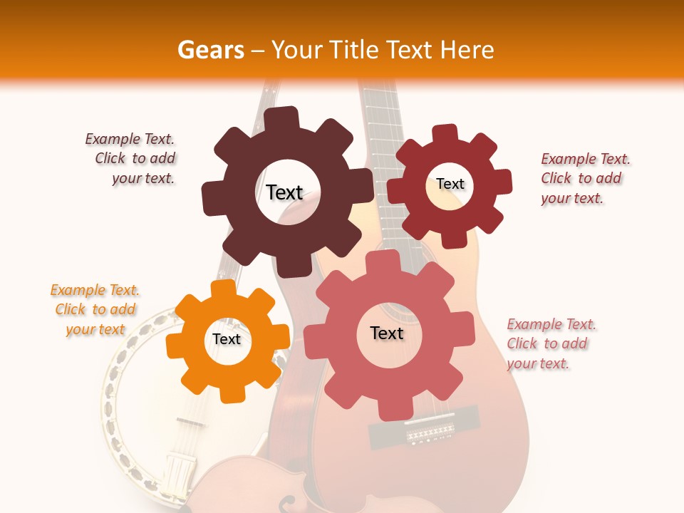 A Guitar And A Mandolin On A White And Orange Background PowerPoint Template