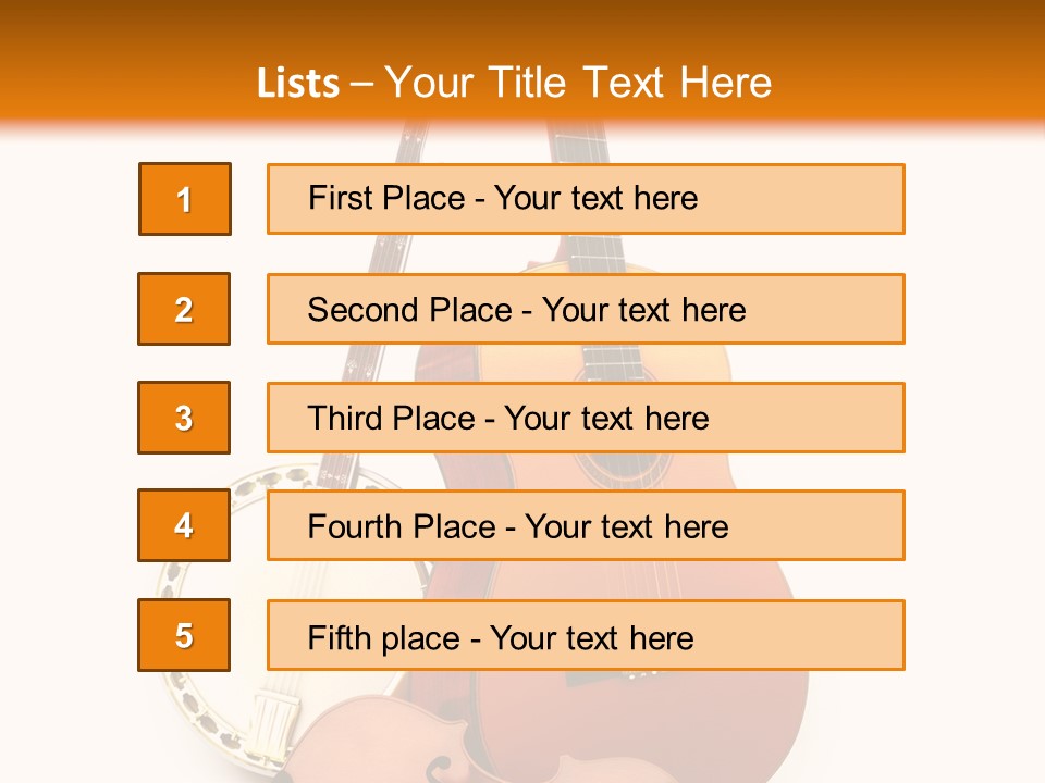 A Guitar And A Mandolin On A White And Orange Background PowerPoint Template