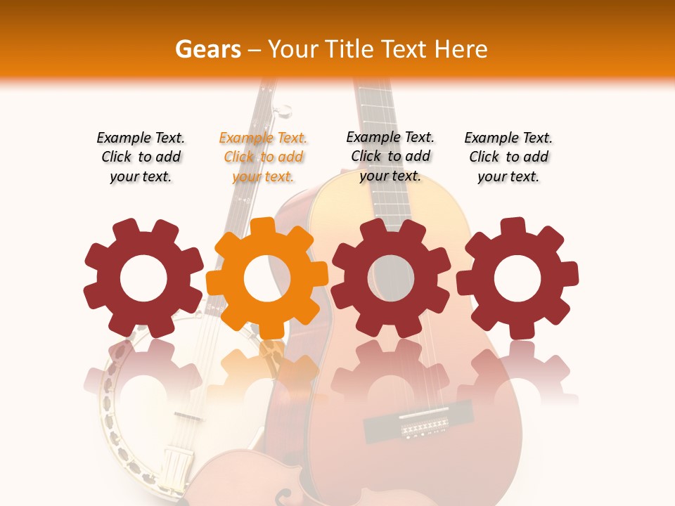 A Guitar And A Mandolin On A White And Orange Background PowerPoint Template
