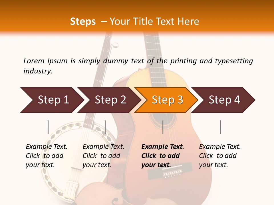 A Guitar And A Mandolin On A White And Orange Background PowerPoint Template