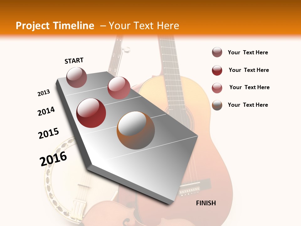 A Guitar And A Mandolin On A White And Orange Background PowerPoint Template