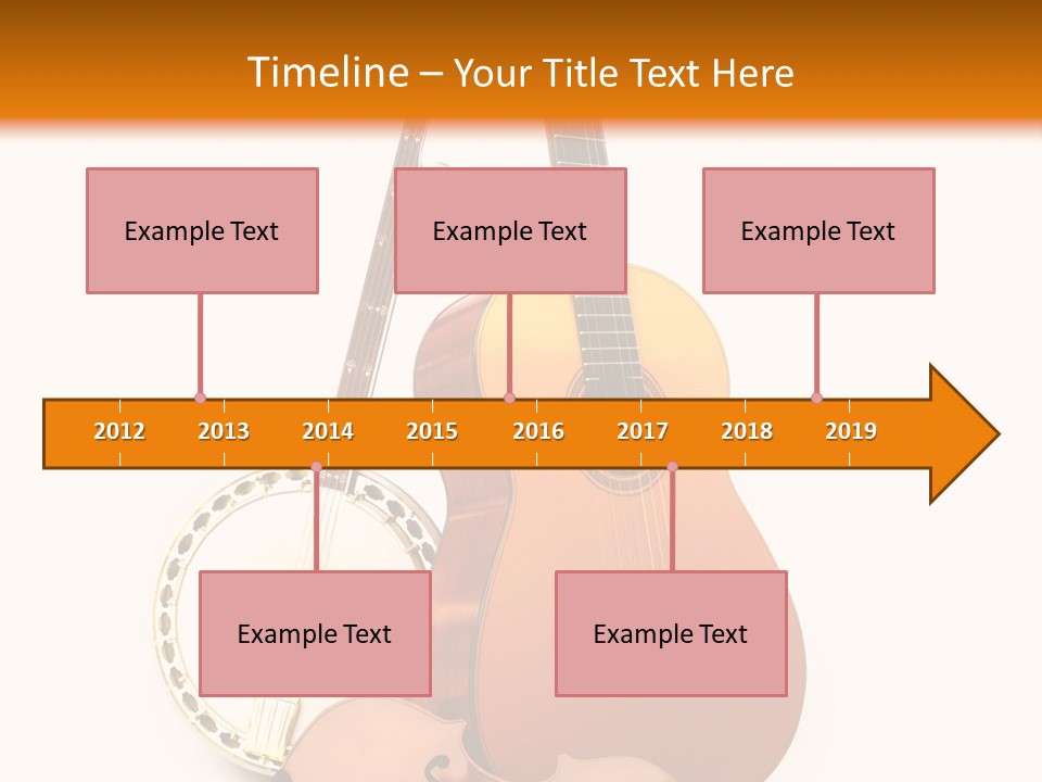 A Guitar And A Mandolin On A White And Orange Background PowerPoint Template