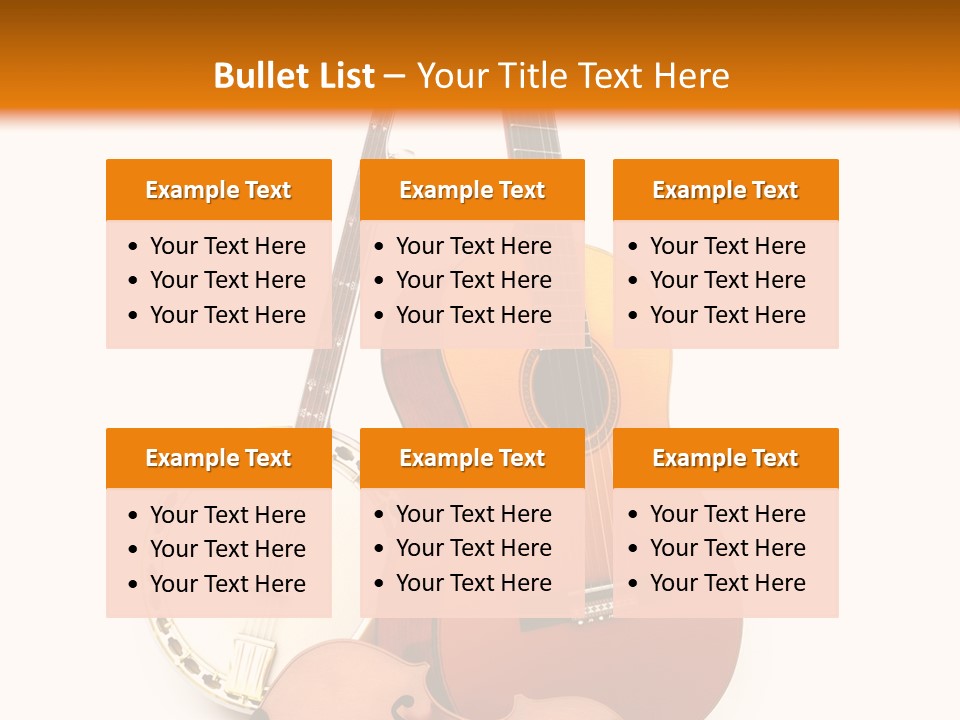 A Guitar And A Mandolin On A White And Orange Background PowerPoint Template