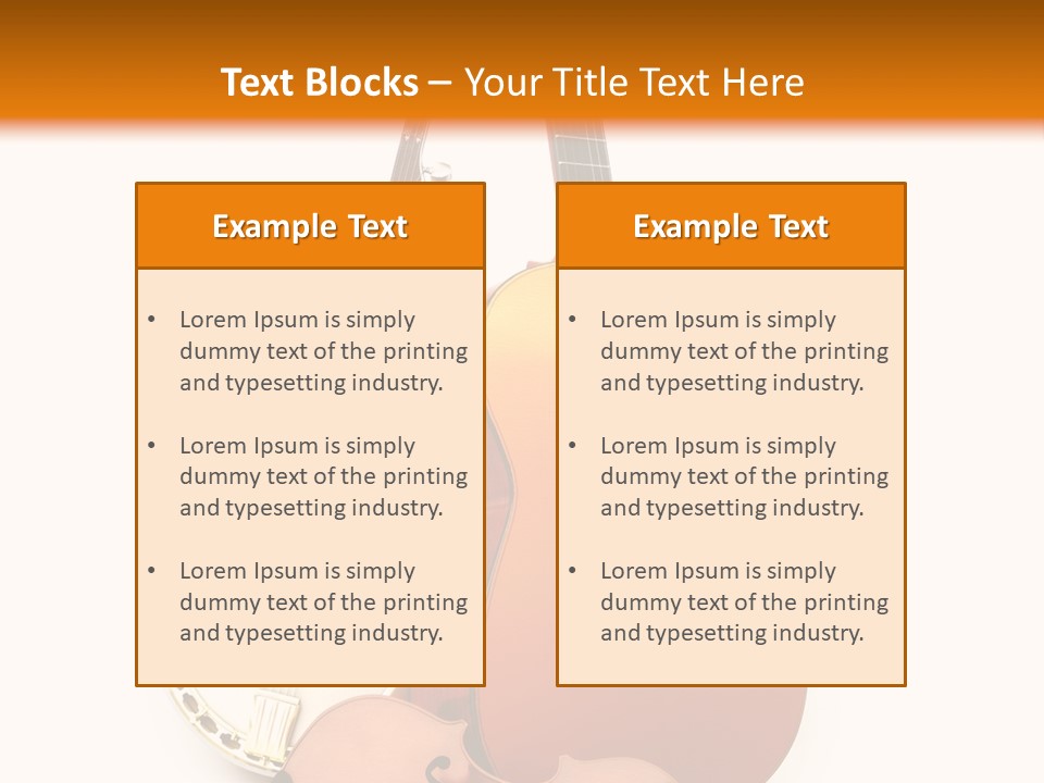 A Guitar And A Mandolin On A White And Orange Background PowerPoint Template