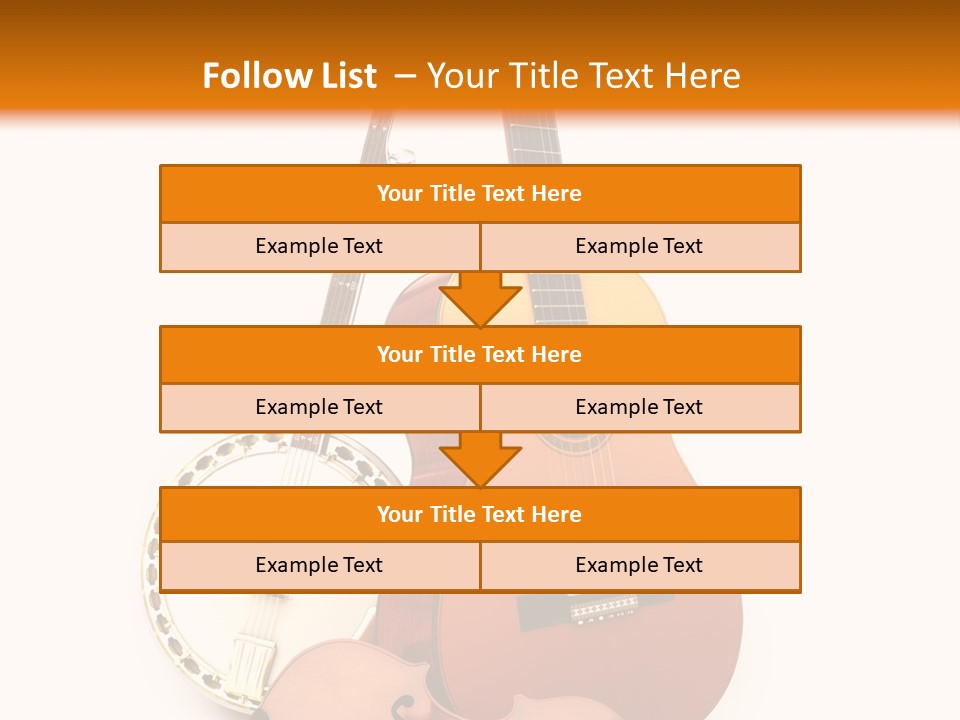 A Guitar And A Mandolin On A White And Orange Background PowerPoint Template