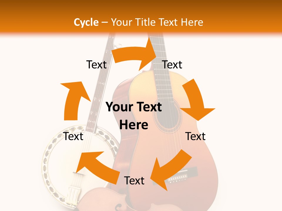 A Guitar And A Mandolin On A White And Orange Background PowerPoint Template