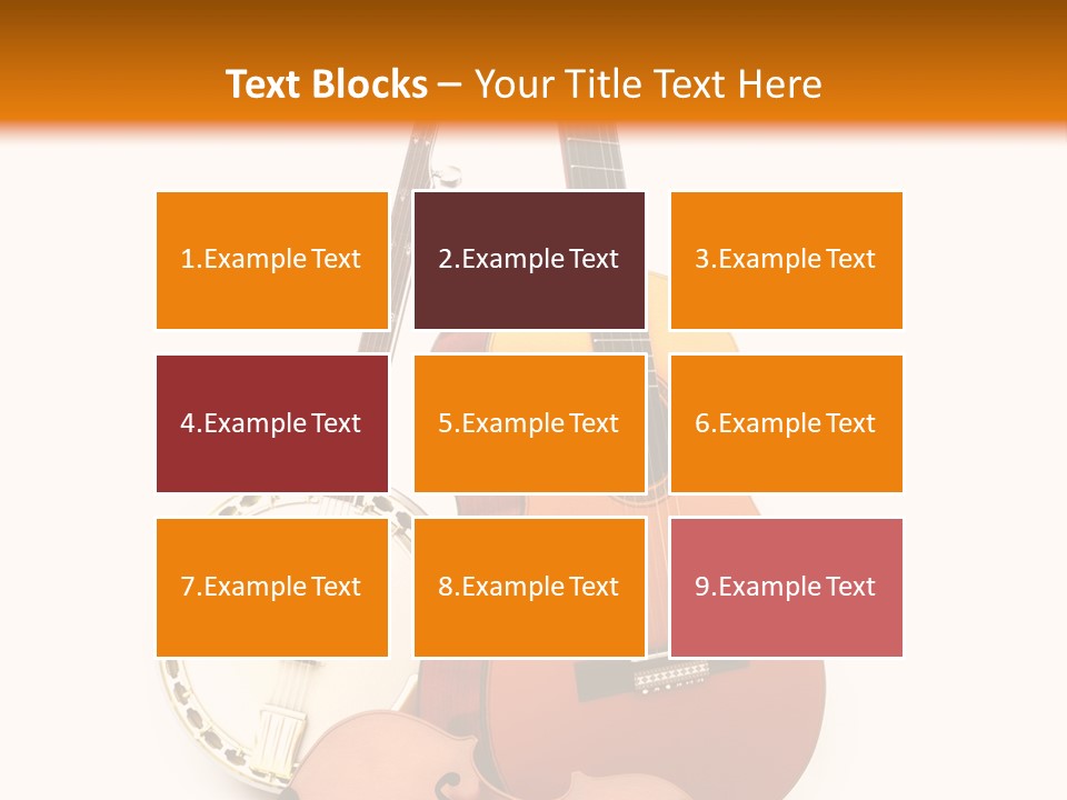 A Guitar And A Mandolin On A White And Orange Background PowerPoint Template