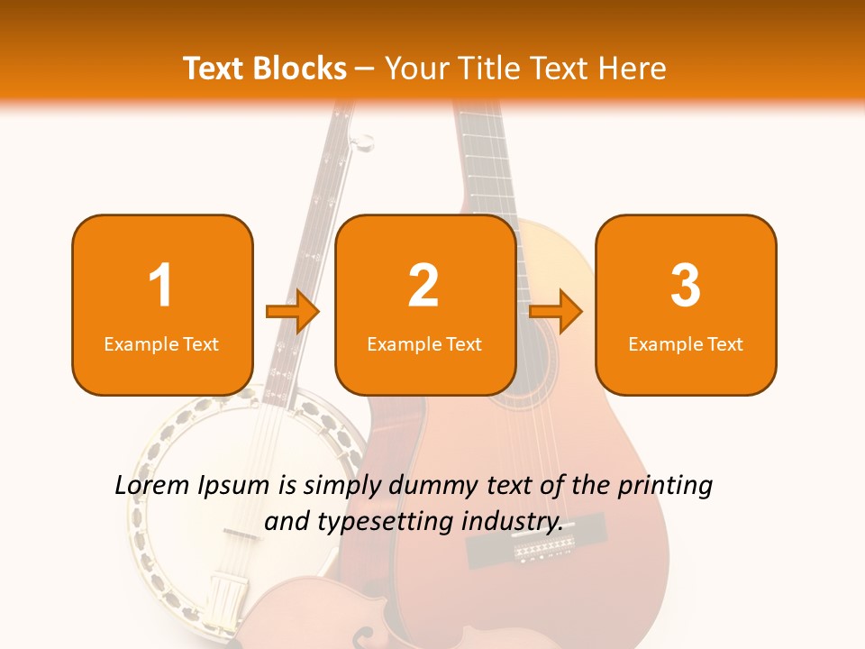 A Guitar And A Mandolin On A White And Orange Background PowerPoint Template