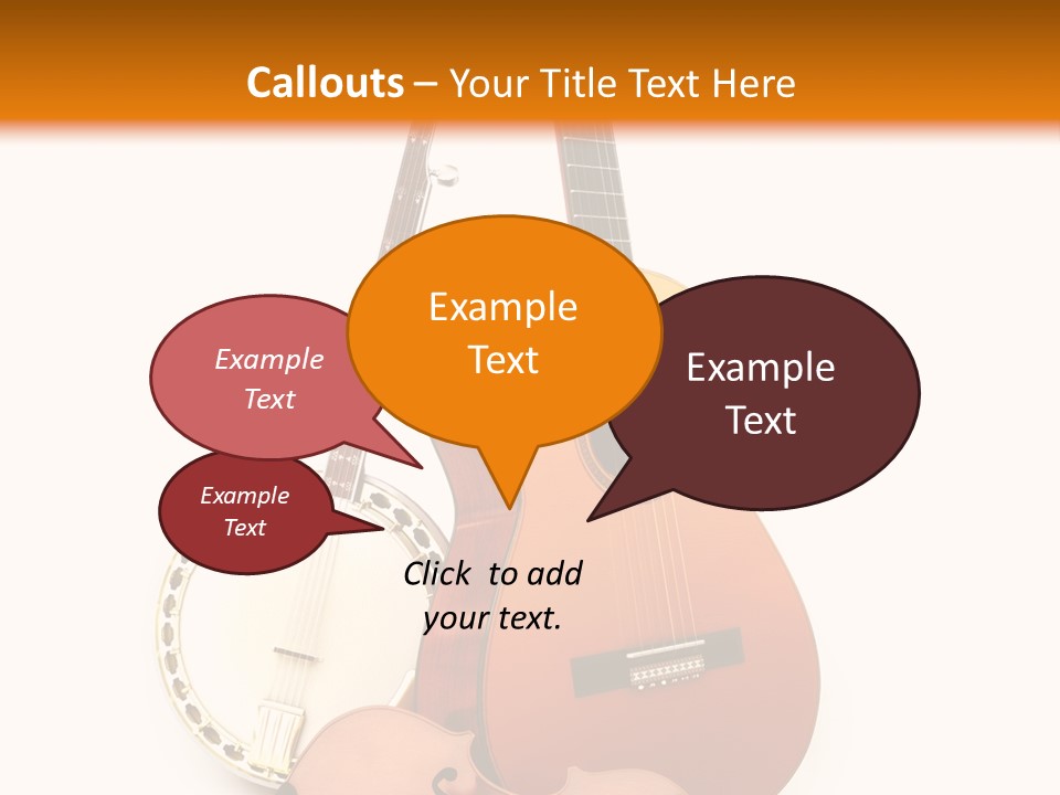 A Guitar And A Mandolin On A White And Orange Background PowerPoint Template