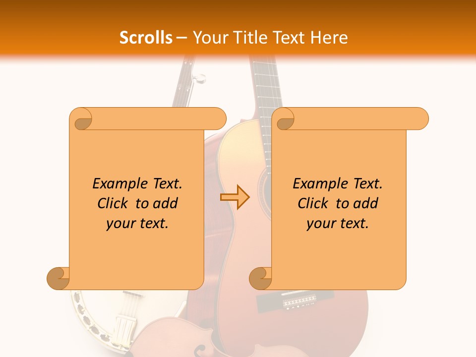 A Guitar And A Mandolin On A White And Orange Background PowerPoint Template