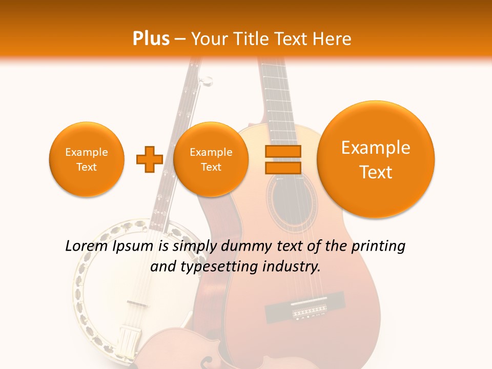 A Guitar And A Mandolin On A White And Orange Background PowerPoint Template