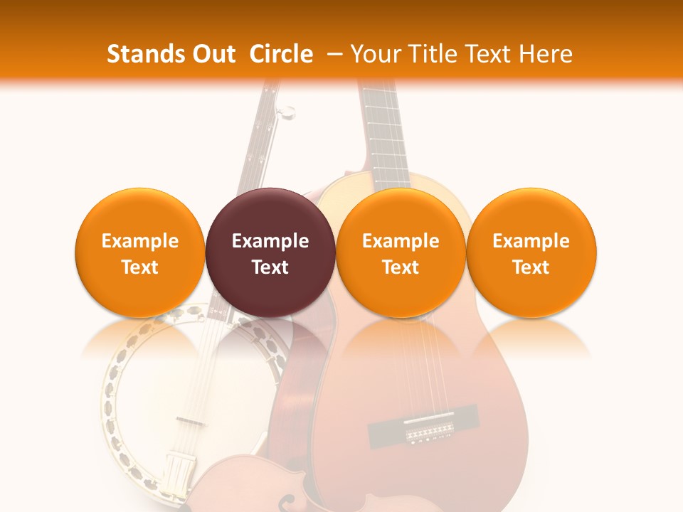 A Guitar And A Mandolin On A White And Orange Background PowerPoint Template