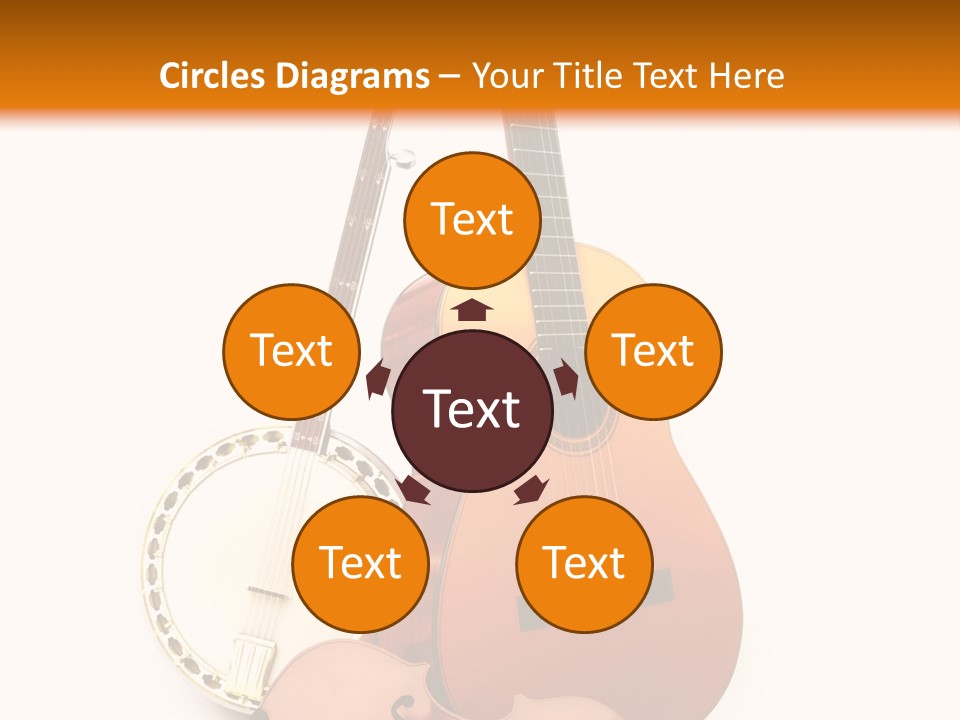 A Guitar And A Mandolin On A White And Orange Background PowerPoint Template