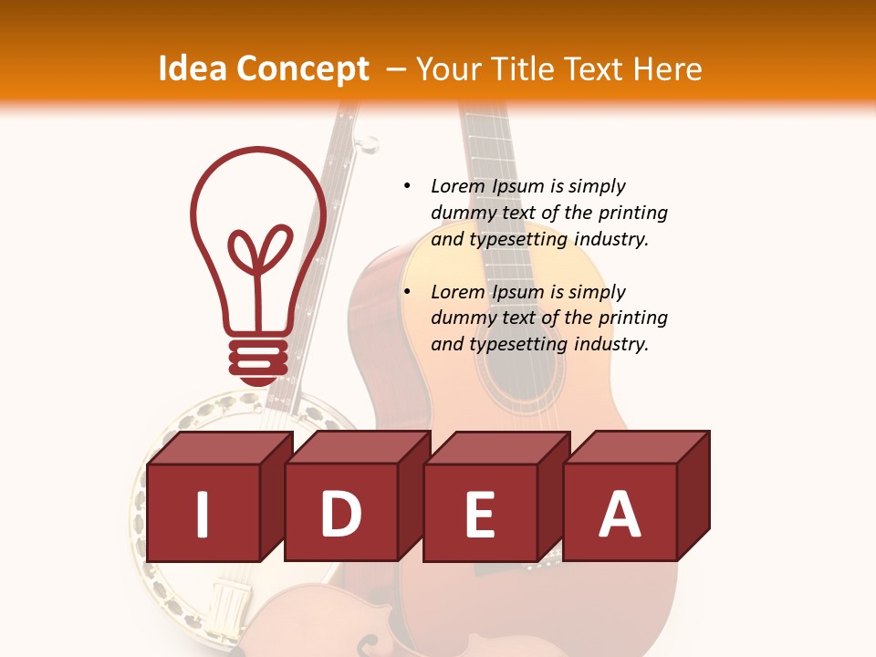 A Guitar And A Mandolin On A White And Orange Background PowerPoint Template