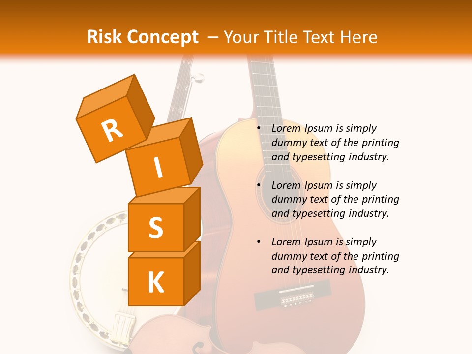 A Guitar And A Mandolin On A White And Orange Background PowerPoint Template