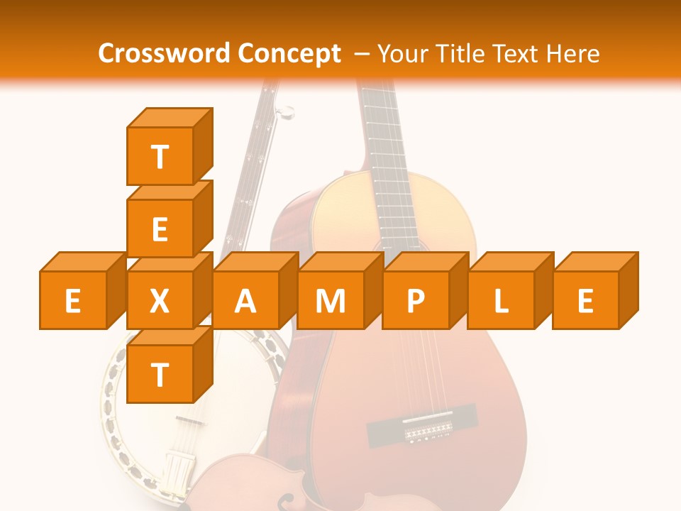 A Guitar And A Mandolin On A White And Orange Background PowerPoint Template
