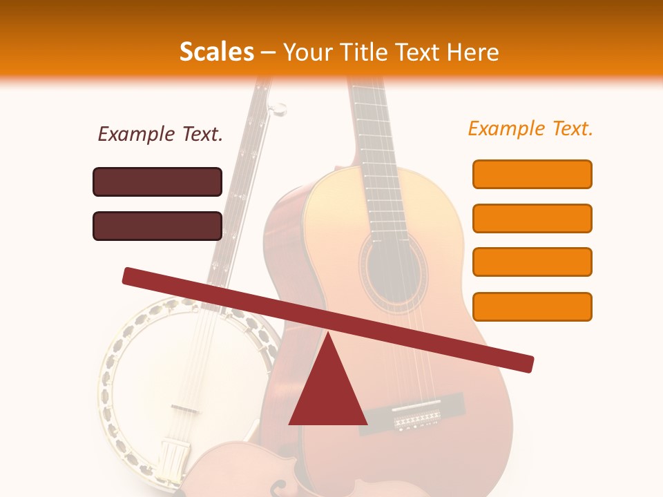 A Guitar And A Mandolin On A White And Orange Background PowerPoint Template