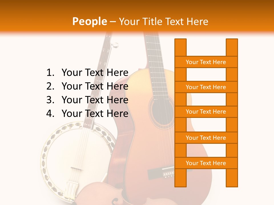 A Guitar And A Mandolin On A White And Orange Background PowerPoint Template