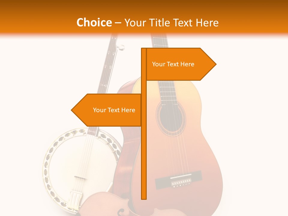 A Guitar And A Mandolin On A White And Orange Background PowerPoint Template