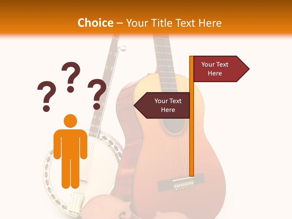 A Guitar And A Mandolin On A White And Orange Background PowerPoint Template