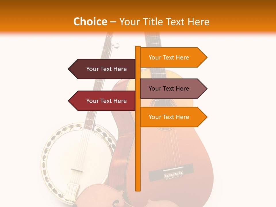 A Guitar And A Mandolin On A White And Orange Background PowerPoint Template